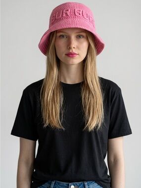 Burberry Pink Crochet Logo Bucket Hat